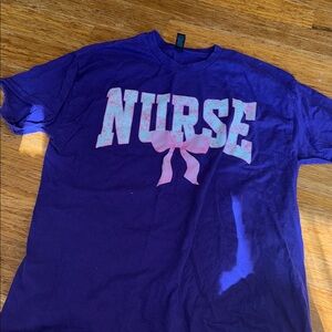 Purple Nurse T-Shirt with Pink Bow Design
